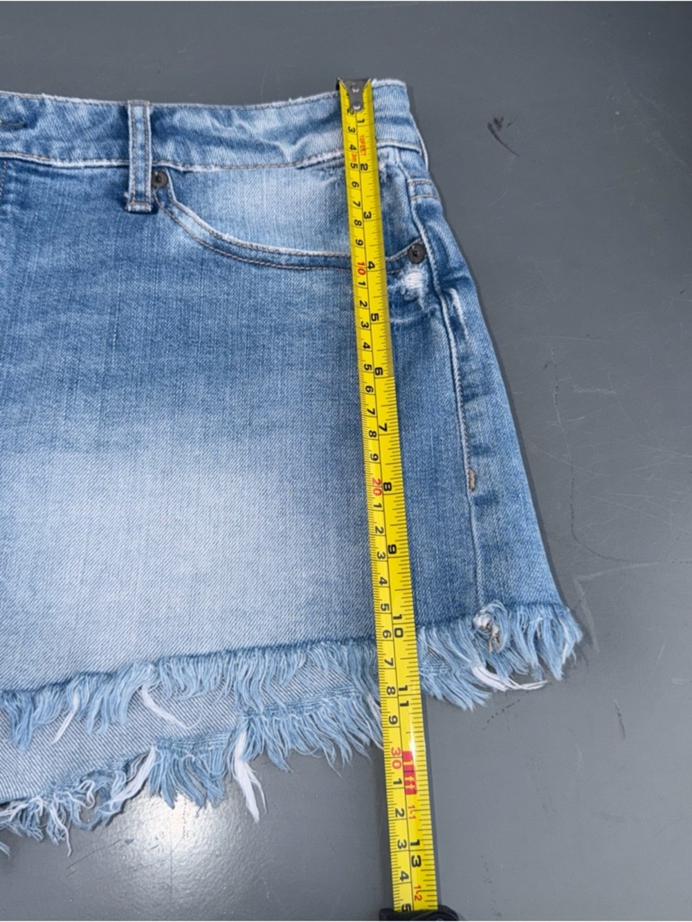 Paige Light Blue Denim Frayed Hem Women’s Shorts - Picture 9 of 12
